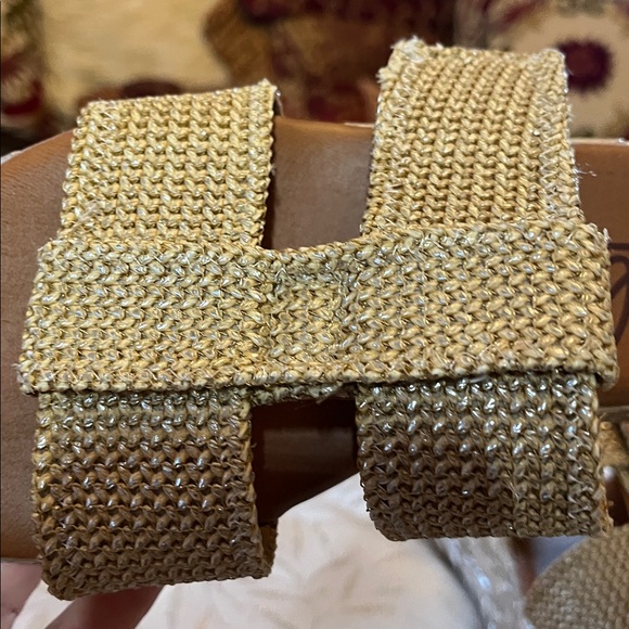 Zodiac Izzy Gold & Sliver Woven Chunky Raffia Platform 2” Sandals Size 8.5 - Picture 6 of 12